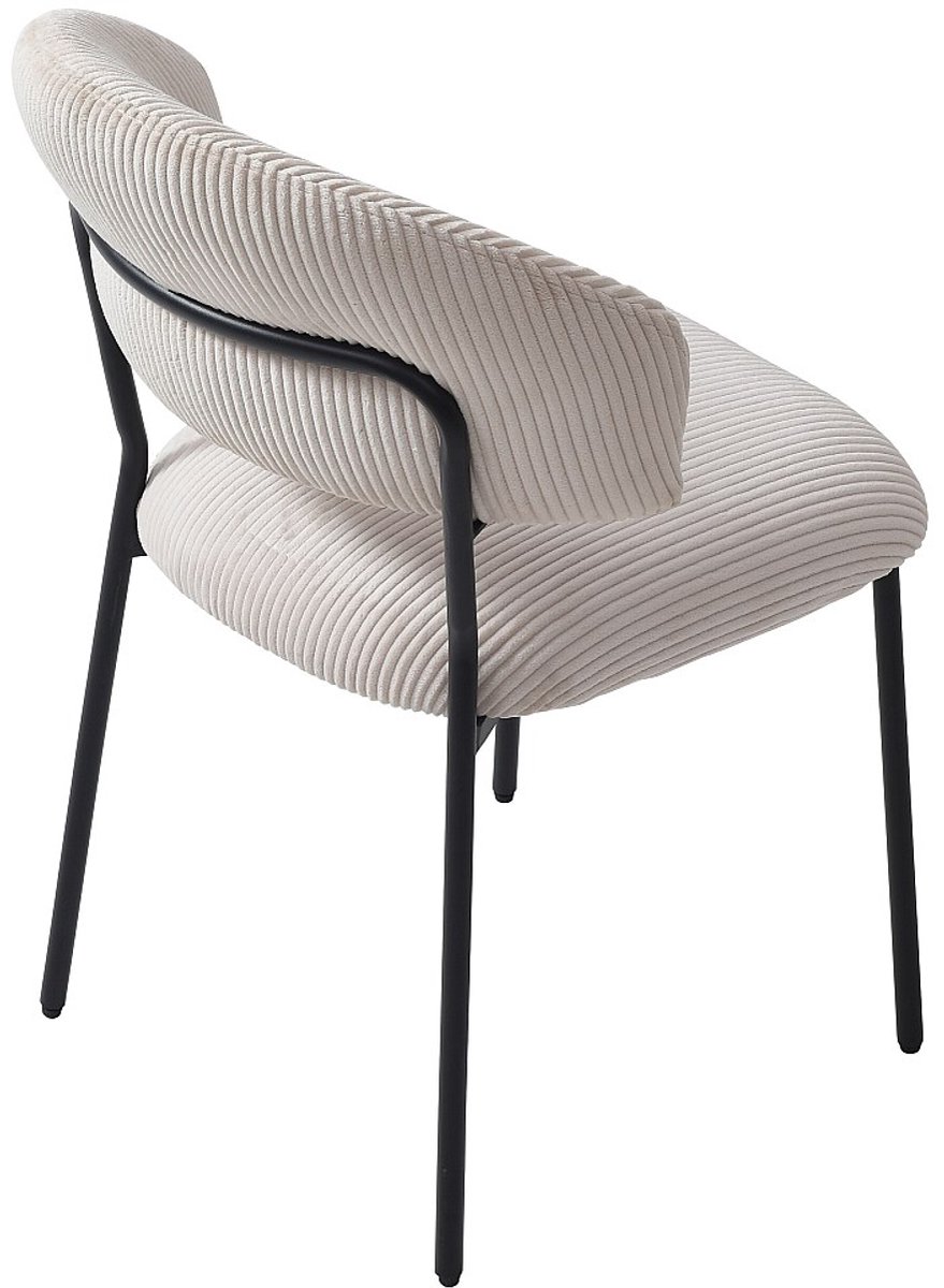 Vente-unique Set van 2 stoelen van ribfluweel en zwart metaal - Beige - ALAYIS