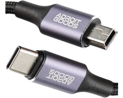 Câble de données USB-C vers Mini-B - Adaptateur USB Type-C vers Mini -USB - Câble de charge rapide 2,4 A, câble de charge et de données - 1 m