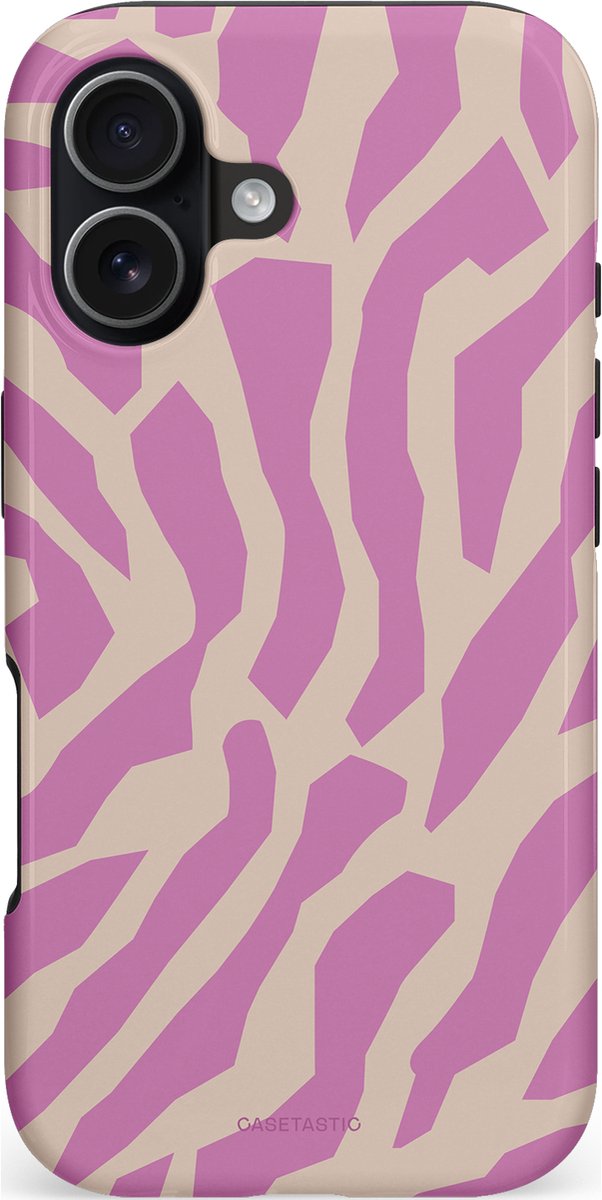 Casetastic Hoesje Geschikt voor Apple iPhone 17 MagSafe - Stijlvolle Beschermende Duo-layer Case - Zebra Roze Magenta Flow