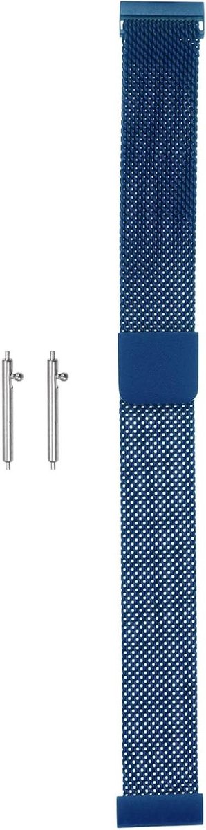 TTGoods - Roestvrij stalen mesh horlogeband 14 mm - snelwissel - verstelbare armband - magnetische sluiting - unisex - blauw.