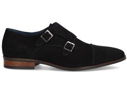 Nette herenschoenen | Dubbele gesp | Merk: Berkelmans | Model: Monaco Marino | Kleur: Blauw | Suède | Maat: 39 t/m 49