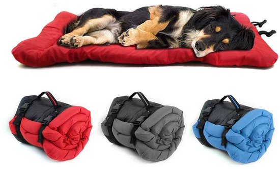 Tapis pour animaux domestiques portable et enroulable - Imperméable, antidérapant et lavable en machine - 90x60 cm - Convient aux petits et moyens chiens et chats - Convient pour le camping intérieur et extérieur et les voyages - Rouge
