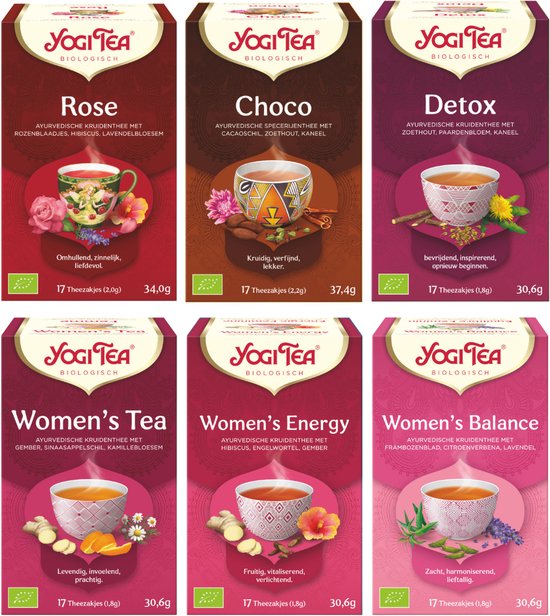 Yogi Tea biologische kruidenthee, Rose, met rozenblaadjes, hibiscus, lavendelbloesem. Omhullend, zinnelijk, liefdevol.