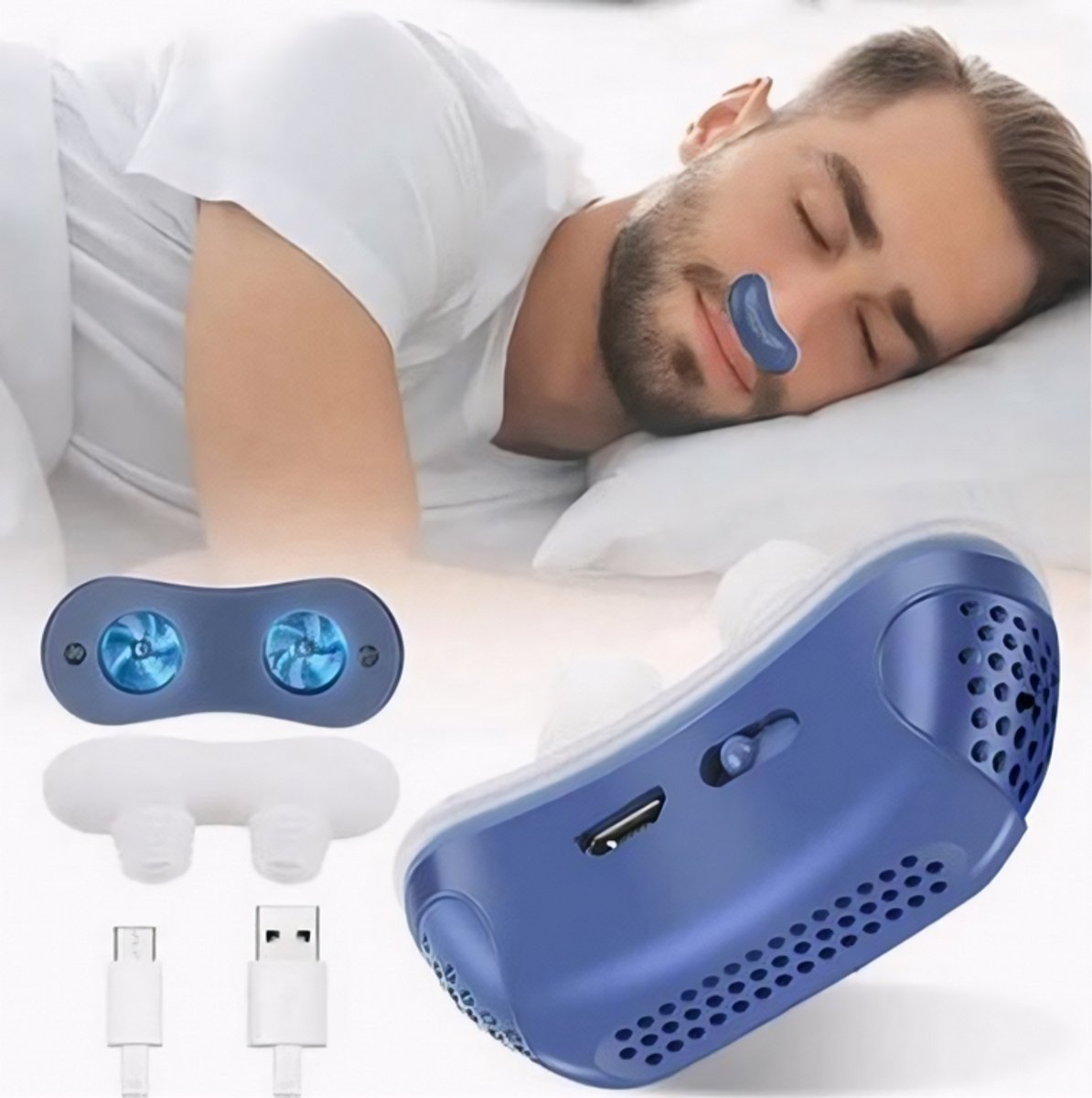 Elektrische Anti-Snurk Neusclip – Snurkstopper – Ondersteunt Rustiger Ademhalen – Comfortabel en Stil Slaapaccessoire – Zwart