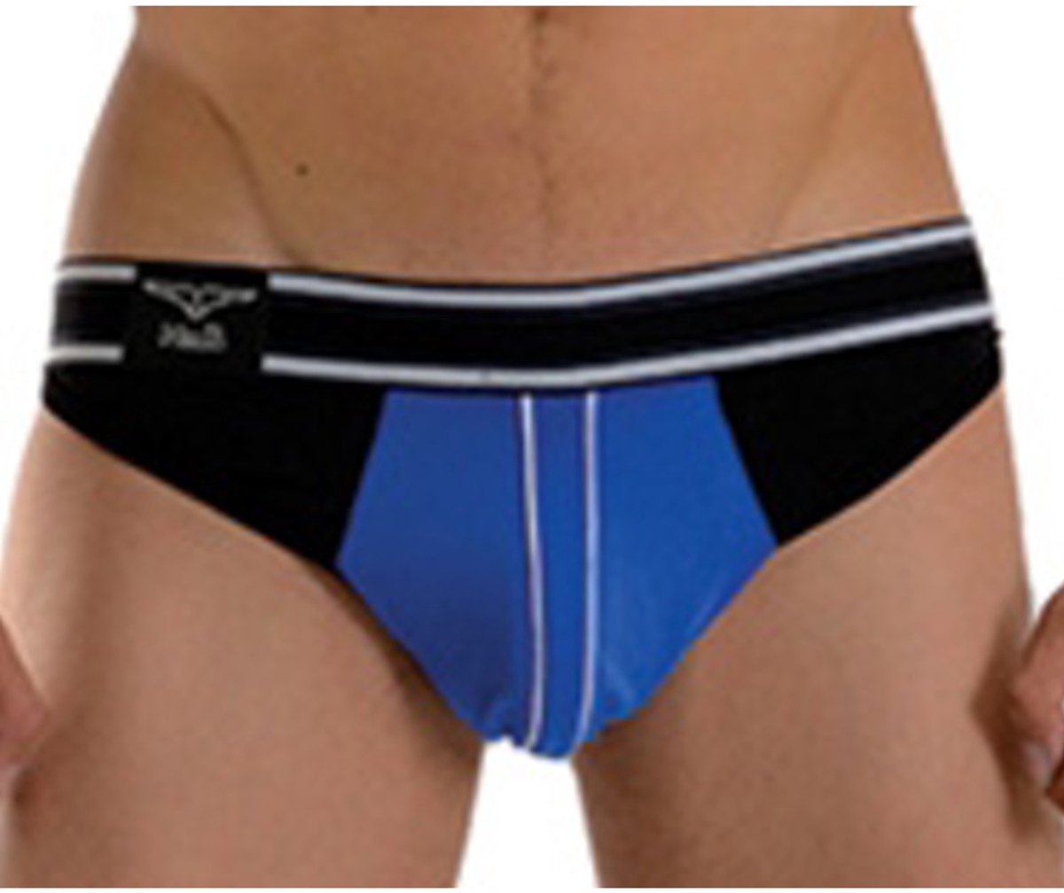 Mister b urban manhattan jockstrap zwart/blauw - XL