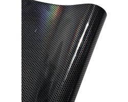 Cosensi - Autofolie honingraatpatroon zwart holografisch hexagon-motief - carwrapping-folie voor auto motorfiets tuning - binnen en buiten - regenboogeffect - hoogglanzend