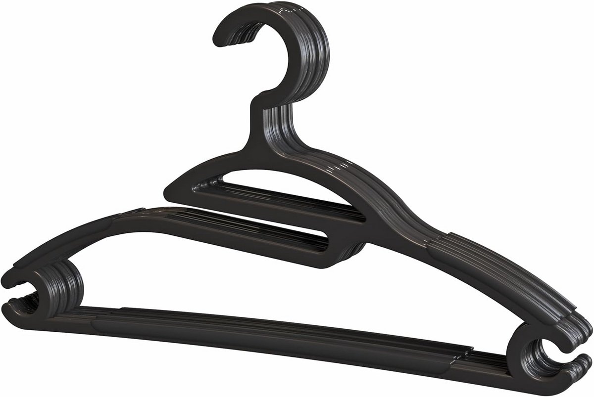 10x Zwarte Kledinghangers van Gerecycled Plastic - Antislip & Ruimtebesparend