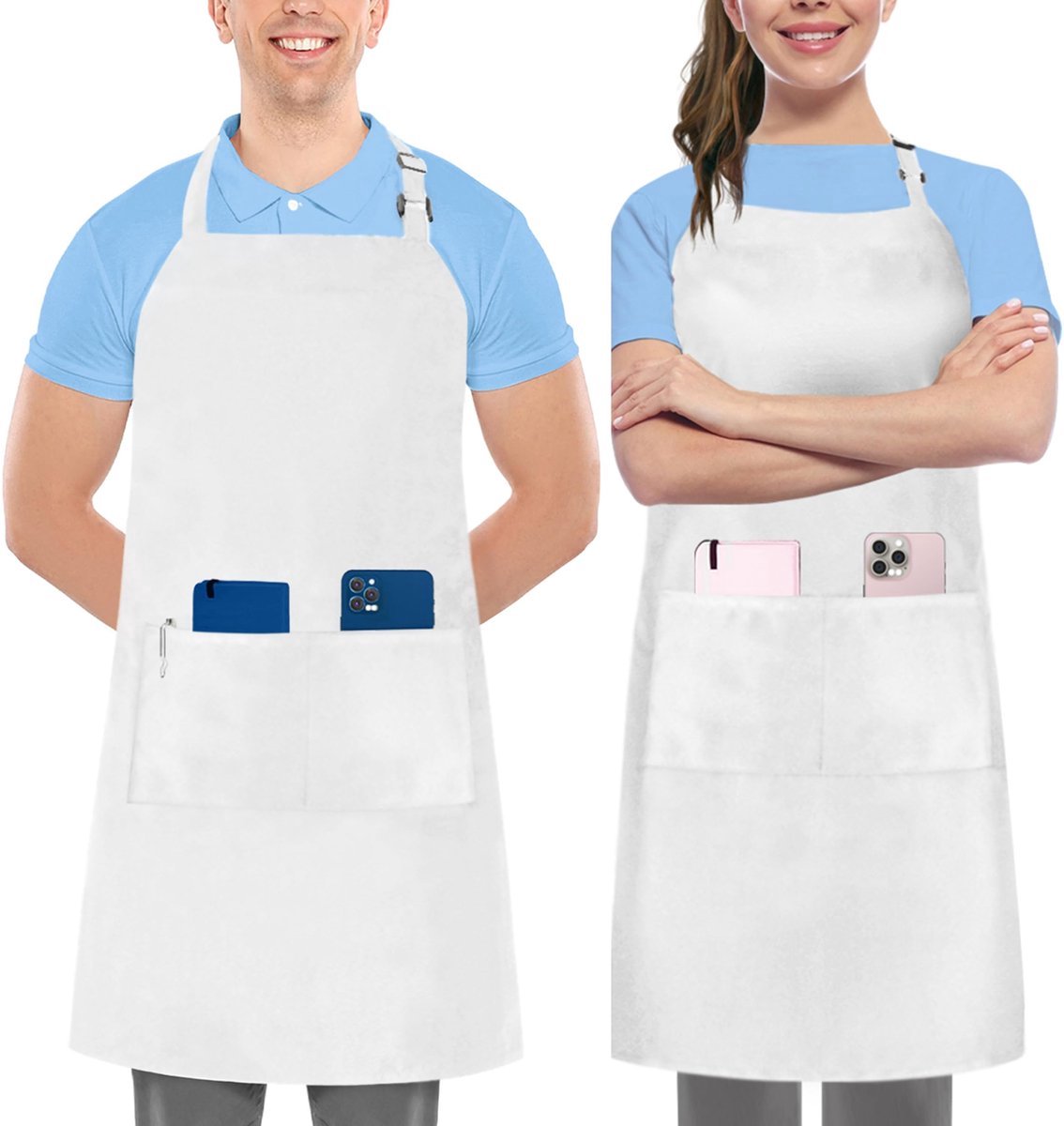 Stunq® 2 Stuks Verstelbare Slabschorten voor Mannen en Vrouwen met 2 Ruime Zakken - Keuken Schorten voor Koken & BBQ