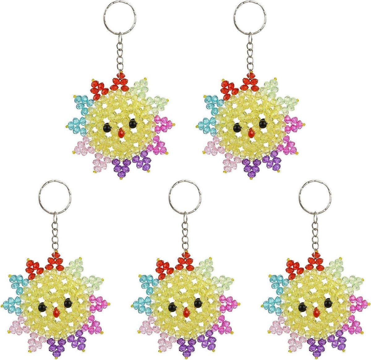 Cosensi - Handgemaakte Sleutelhanger Zonnebloem Hanger Kleurrijk Creatief - Set van 5
