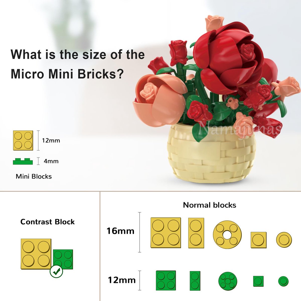 Namajunas - Mini Kunstbloemen Bloemenmand - Bouwsets Volwassenen - Botanical Flowers Collection - Botanical Bloemen - Bouwsets - Roze Oosterse Lelie - Niet geschikt voor LEGO - Decoratie voor Huis, Cadeau, Kerst, Pasen, Valentijnsdag — cadeau in Spellen & Speelgoed - foto 6