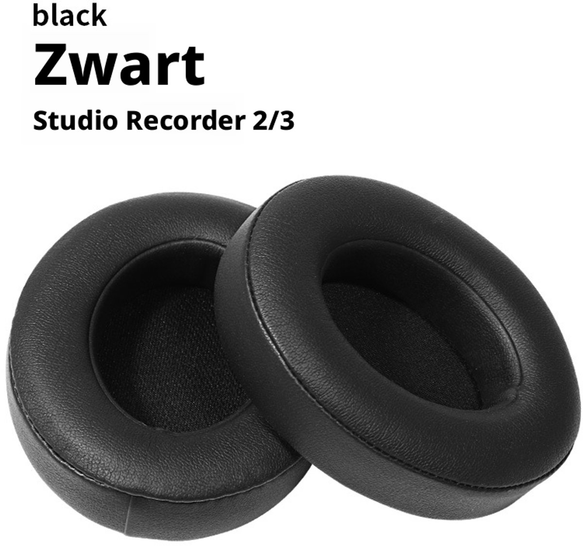 Oorkussens van echt leer, Geschikt voor Beats Studio 2.0/Studio 3.0, zwart.