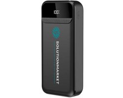 SolutionMarket® Powerbank 20.000 mAh – 22.5W Snellader USB-A/USB-C - Digitale LED display - -Universele Powerbanks Geschikt voor iOS/Android - Zwart