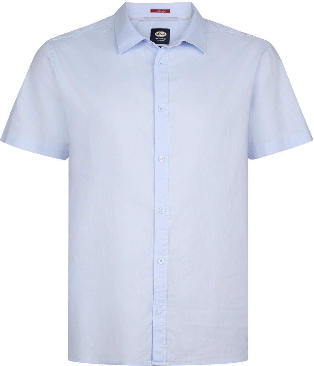 Petrol Industries - Heren Plus Size Effen overhemd met korte mouwen Baja1000 - Blauw - Maat 3XL