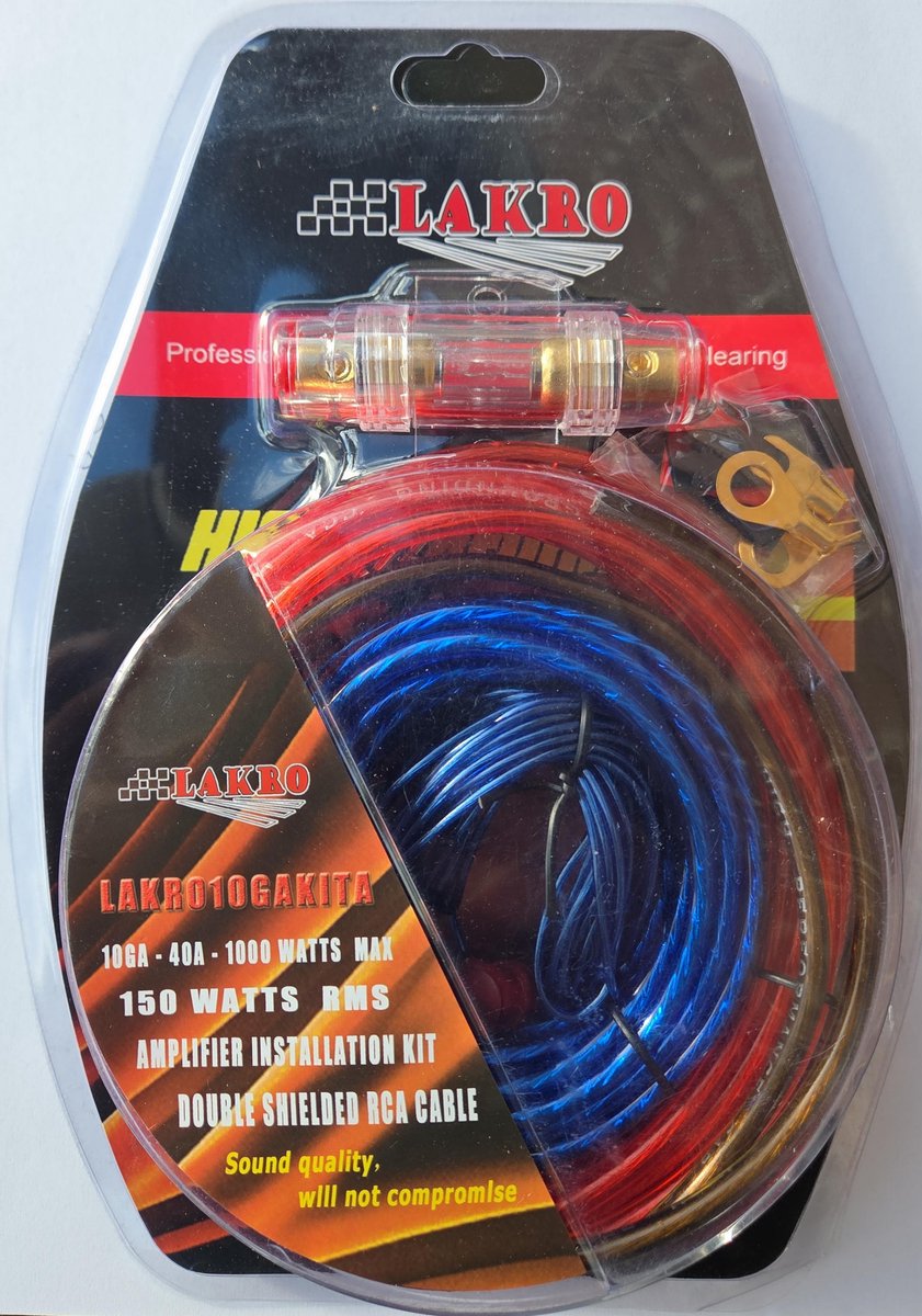 lakro GOEDKOPE aansluitset 10ga 1000watt 150RMS max voor versterker