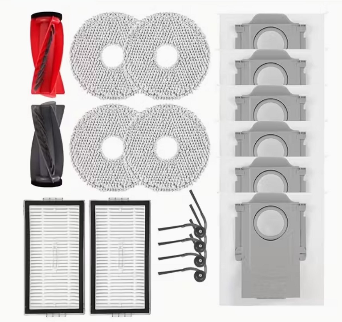 10R Accessoires voor Roborock Saros 10R, Qrevo CurvX Robotstofzuiger en Dweil, 1 Set Hoofdborstel, 2 HEPA-filters, 4 Zijborstels, 4 Dweilkussens, 6 Stofzakken — afbeelding 1