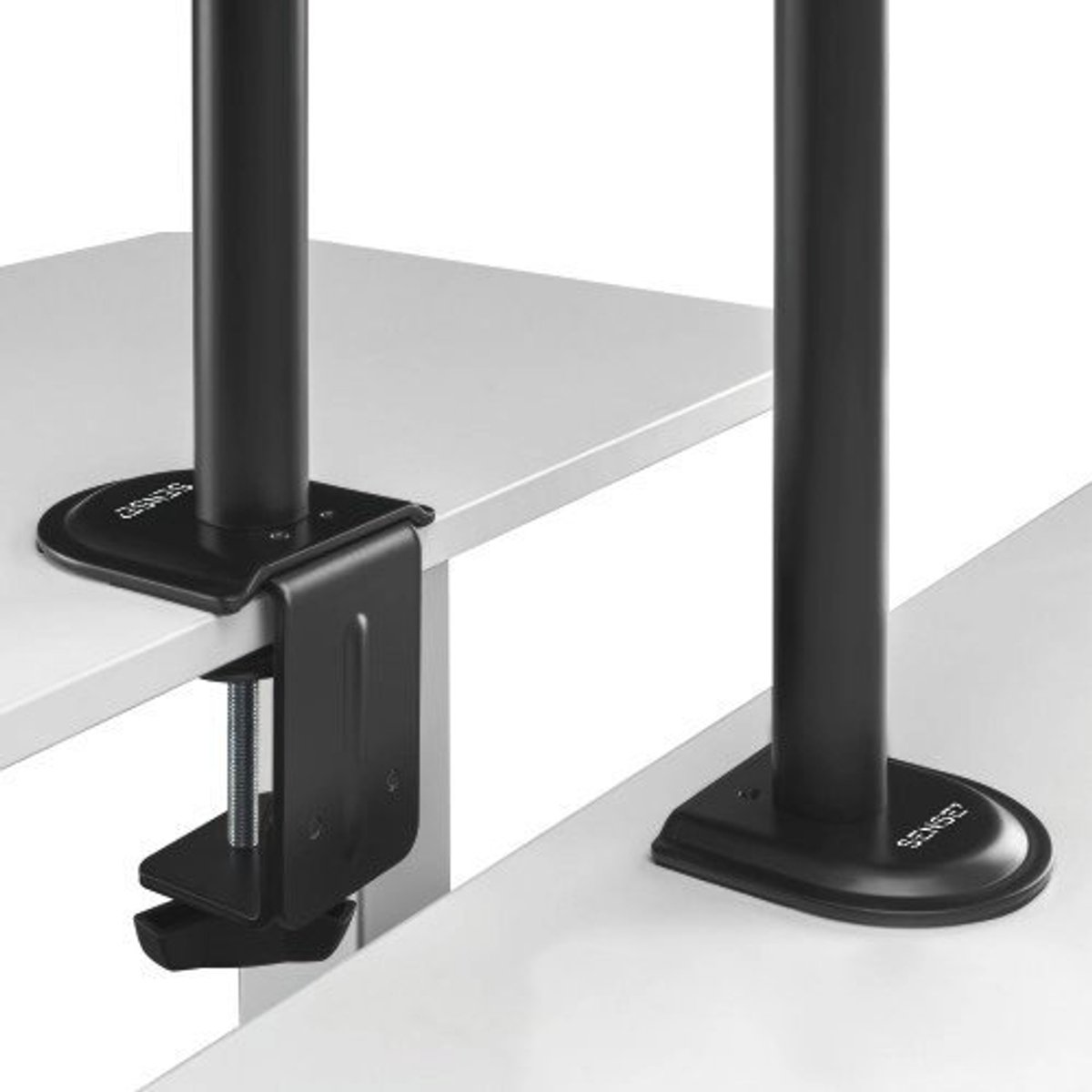 SENSE7 FLOAT DOUBLE - Dubbele Monitor Arm - Monitor Beugel voor 17-32 Inch - 2 Schermen - 180°, 360° rotatie - Universeel VESA 75, 100 - Draai, Kantel en Zwenkbaar - PIVOT-functie - Kabelgeleiders - Max. 2x 9kg - Twee montagemethoden - Zwart thumbnail 3