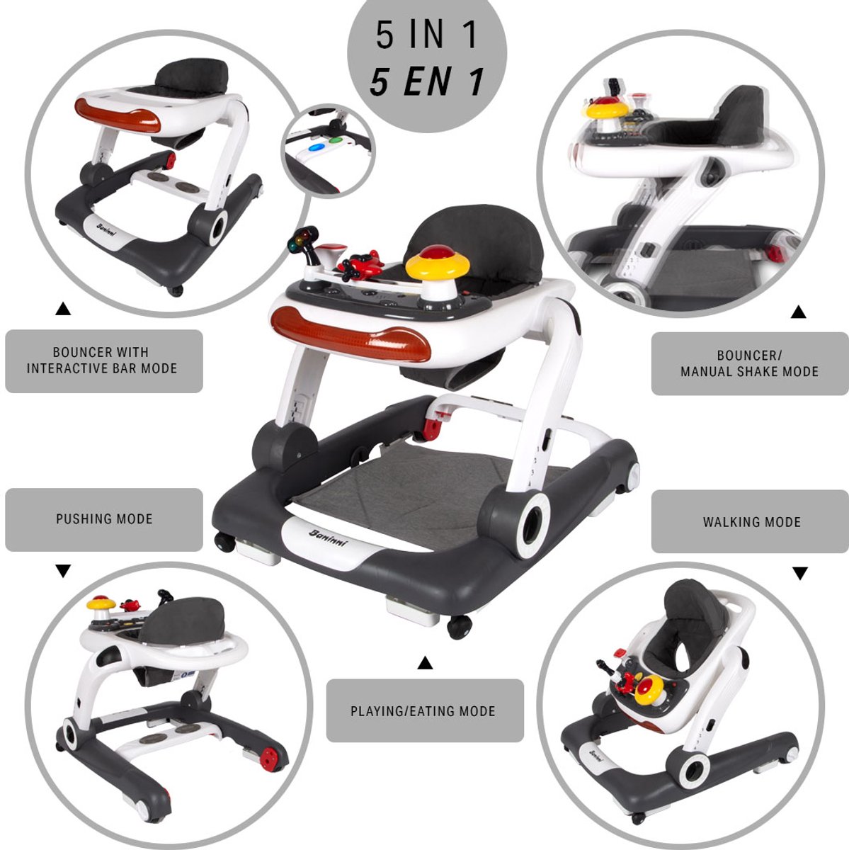 Baninni Loopstoel Vico 5-in-1 Zwart – foto 8