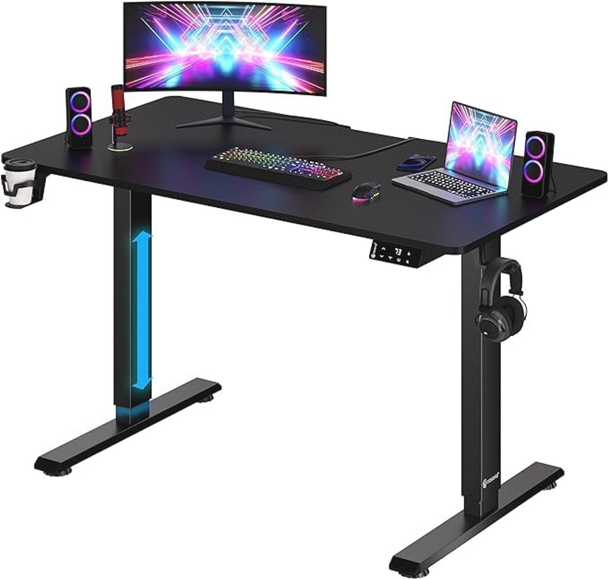 Elektrisch Verstelbaar Bureau Zwart 110x60cm - Hoogte 73-118cm