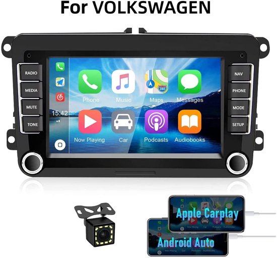 7inch Android 13 Auto Stereo for VOLKSWAGEN (Golf/Passat/Tiguan/EOS/Caddy) | 2+32G GPS Navigatie, PQ Platform, Draadloos CarPlay & Achteruitrijcamera