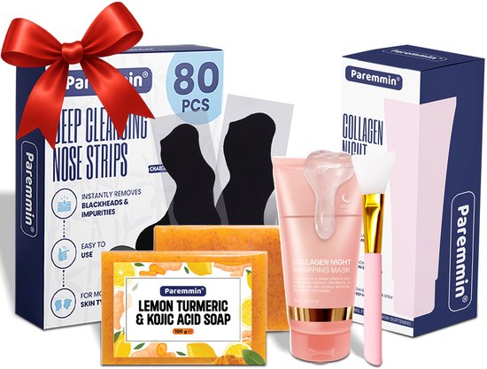 Coffret de soins Paremmin 3 pièces - Coffret bien-être - Coffret cadeau femme - Masque visage au Collagène - Coffret cadeau
