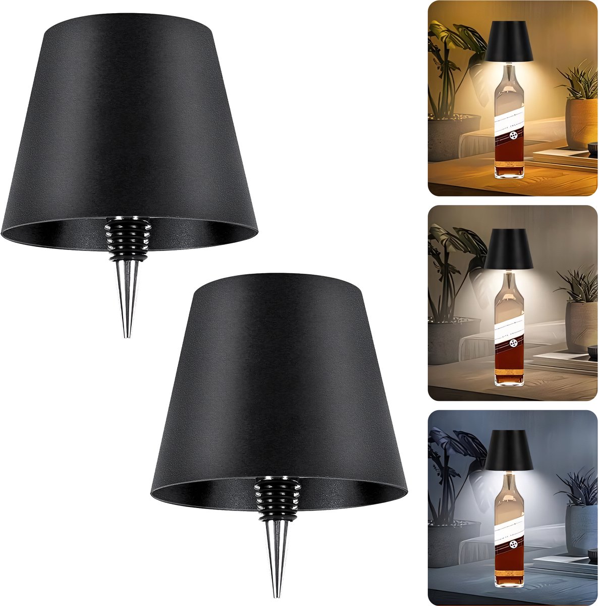 Flessenlamp - 2 Stuks - 25 uur Brandduur - 4000mAh - Draadloos - Tafellamp - Oplaadbare Tafellamp - Tafellamp Oplaadbaar - Tafellampje Binnen