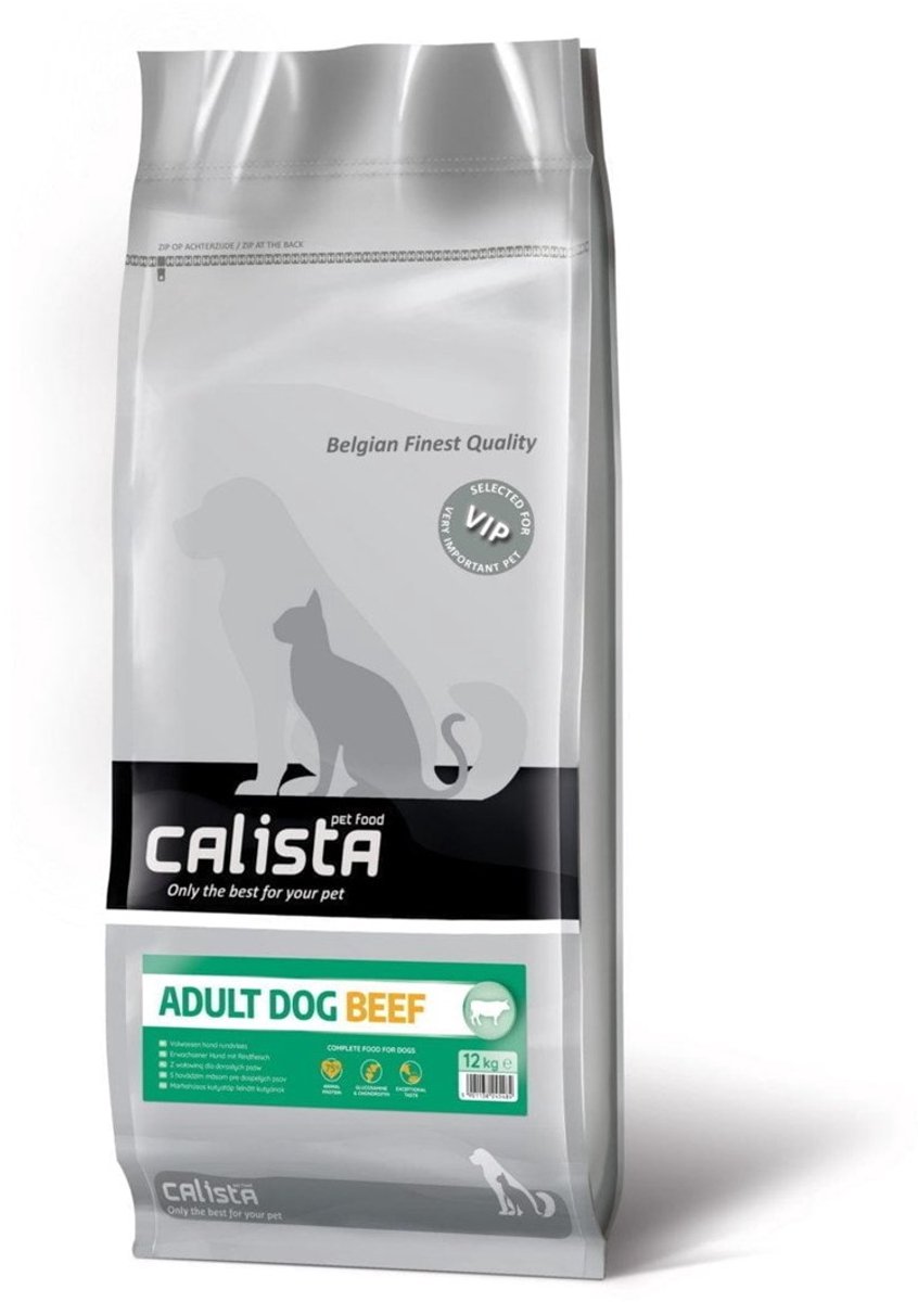 Calista - Droog hondenvoer - Rundvlees - Verrijkt met vitamines - Voor volwassen honden - 12 kg