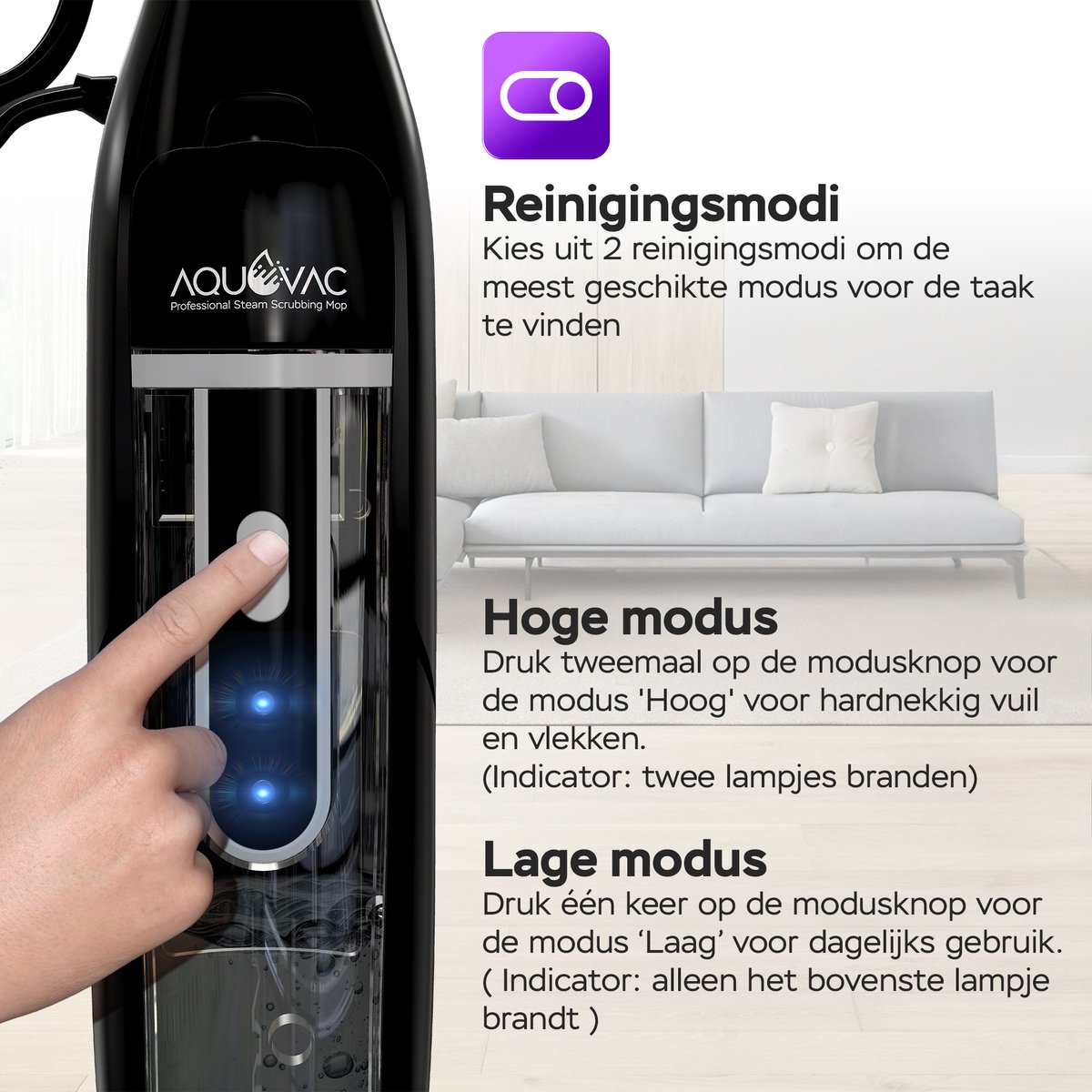 TurboTronic AquaVac AQV700 Stoomreiniger Vloer – Elektrische - Dweil - Stoomdweil met Dubbele Pads – Krachtige 1200W Stoomreiniger voor Alle Harde Vloeren thumbnail 5