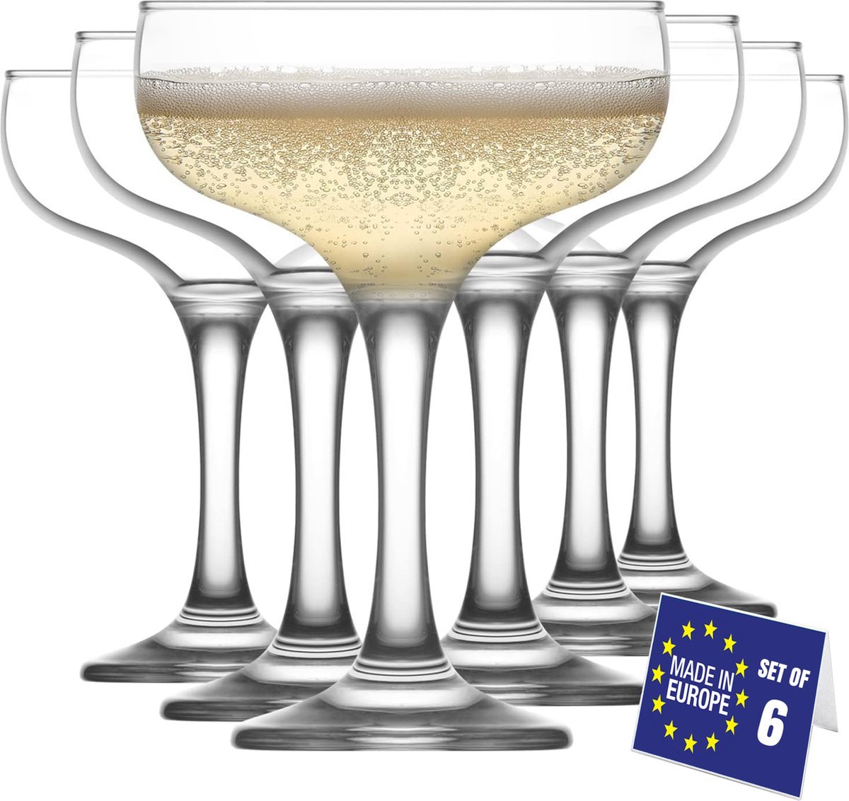 NORDIC SCHILLER Champagne Coupe set van 6, Margarita, Martini, wijnglaswerk, glazenset, 235cc