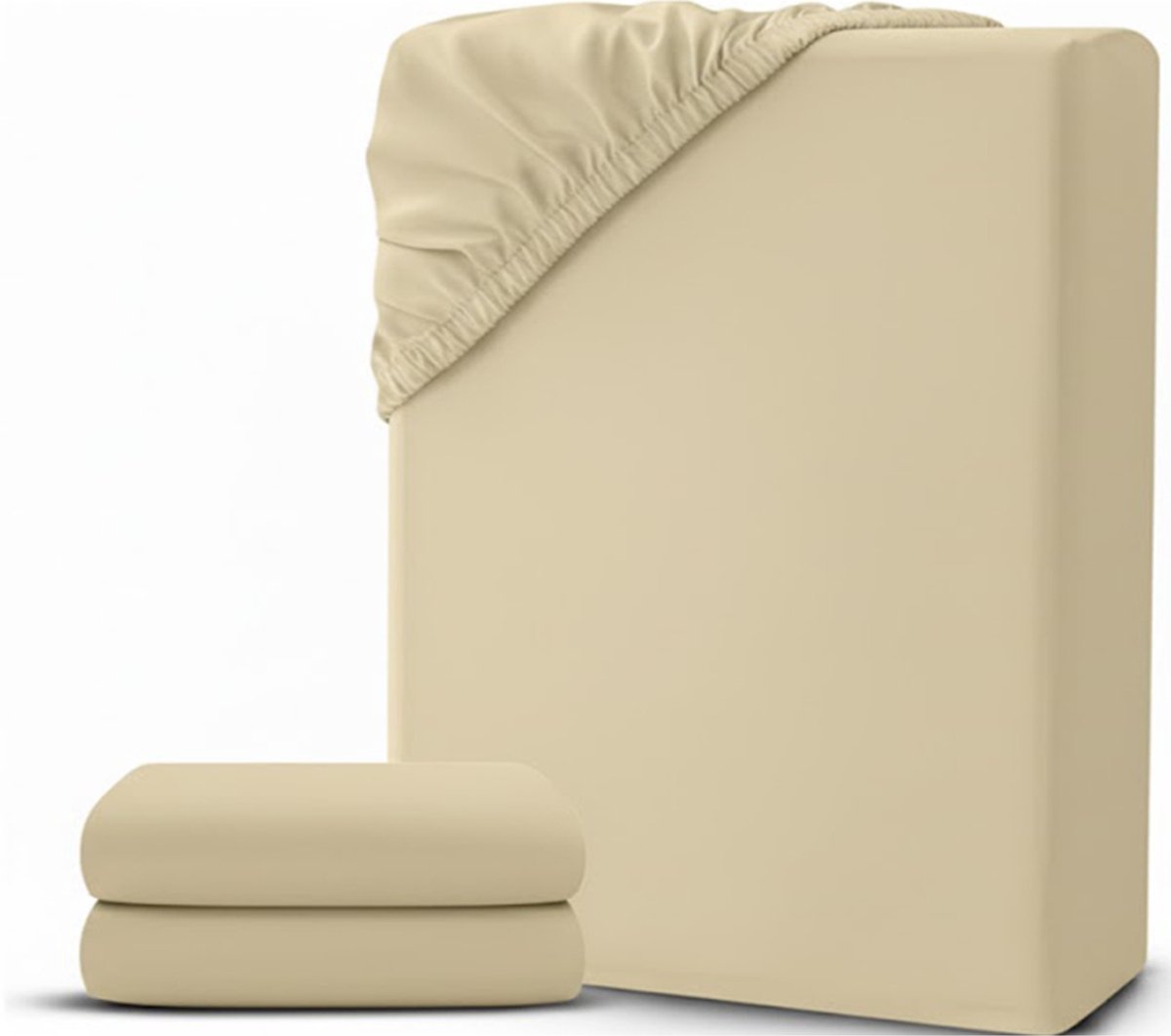 White-Label® Matrasovertrek 160x200 - Dekbedovertrek - Hoeslaken - Matrasbeschermer - Extra Zacht - Beige