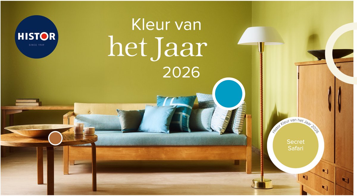 Histor MY Color Muurverf Secret Safari - Extra Mat – Reinigbaar en Geurarm – Extra Dekkend en Vochtregulerend – Voor Binnen – 2.5L – Secret Safari - Groen - Kleur van het jaar 2026 – foto 6