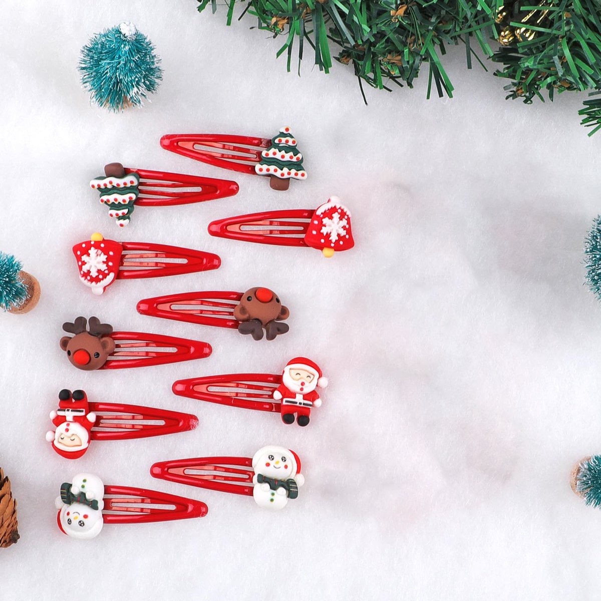 Mmgoqqt 10 Stuks Kinders Haarclips - Kerstmis - Glitterend - Kerst Decoratie - Cadeau Voor Meisjes