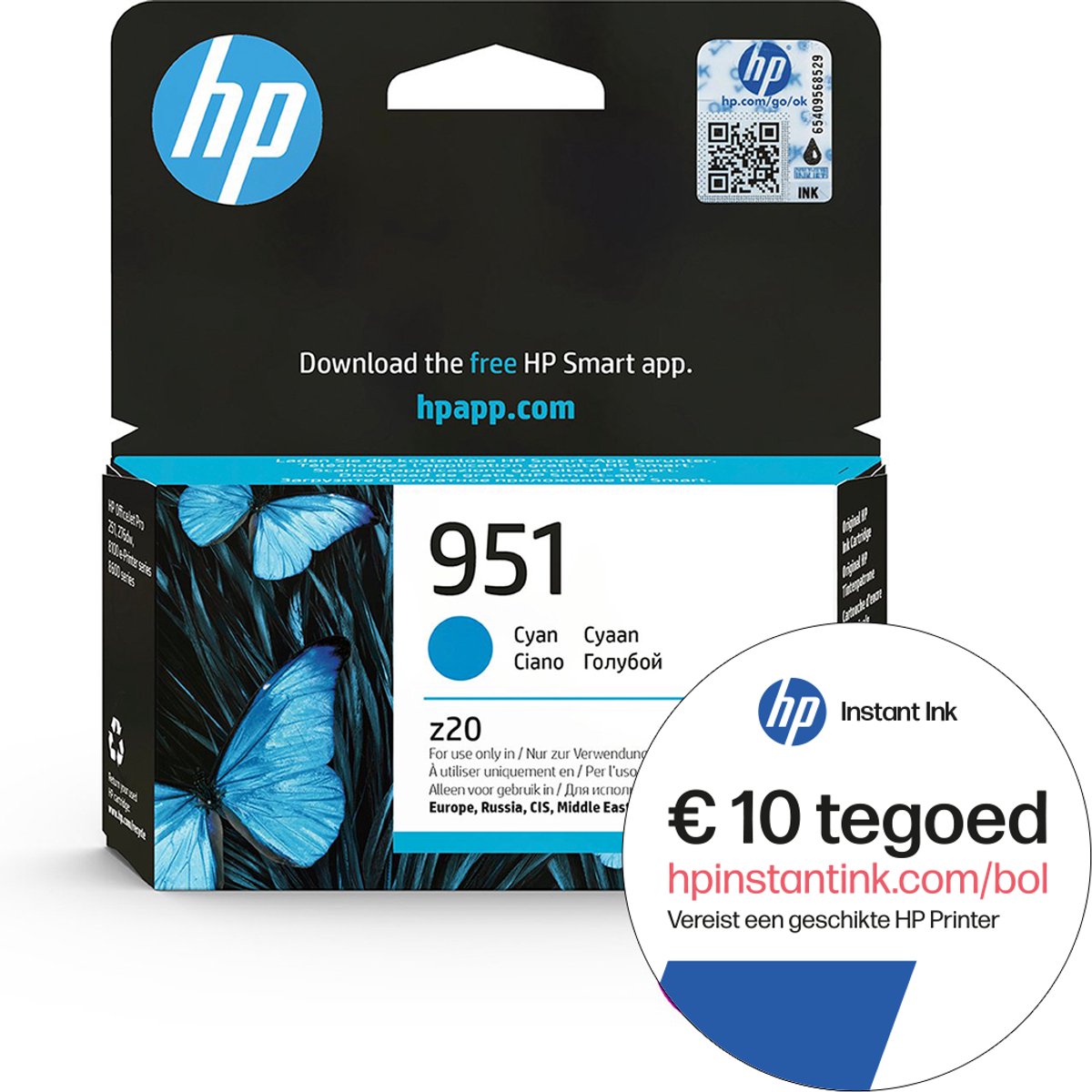 HP 951 - Inktcartridge Cyaan + Instant Ink tegoed