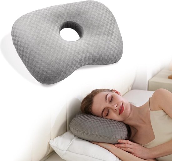 LuxoCare Oorpiercing kussen met oorgat - piercing kussen & oogmasker set, oorkussens donut met gat voor CNH & oorpijn verlichting, ontsteking, decubitus, oorbeschermer, wasbaar oorkussen