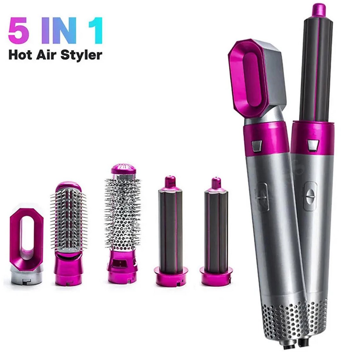 föhnborstel - krultang 5 in 1 - Haarstyler - afneembare kop - afbeelding 2