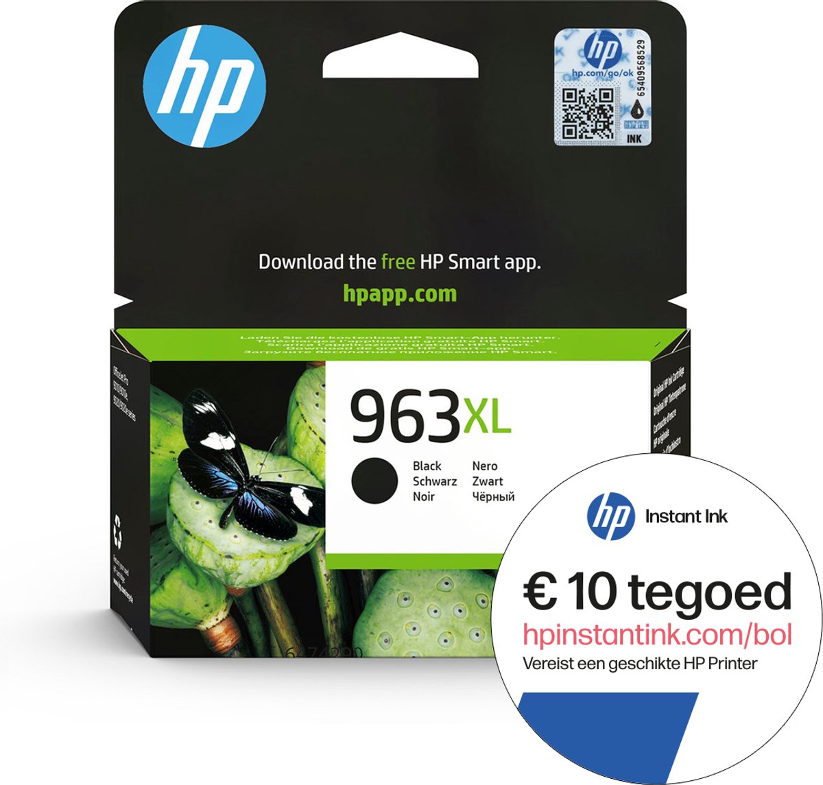HP 963XL - Inktcartridge Zwart + Instant Ink tegoed
