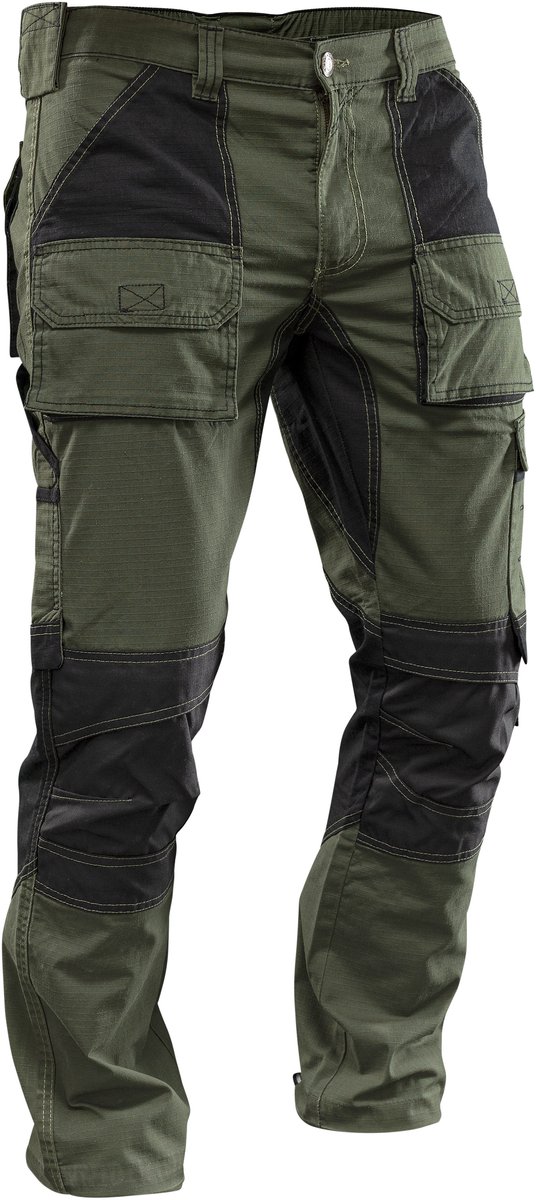 STEVEJEANS Bendigo - Werkbroek - Khaki/Zwart - Ribstop