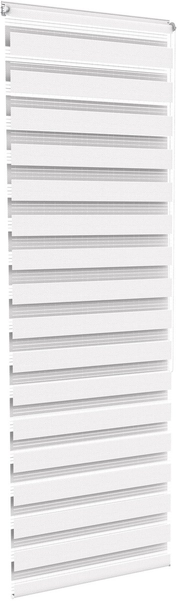 Aufun Zebragordijn - montage zonder boren - 80 x 220 cm (B x L) - klemrolgordijn - met kettinglift - voor deuren en ramen - zijtrekrolgordijn - wit