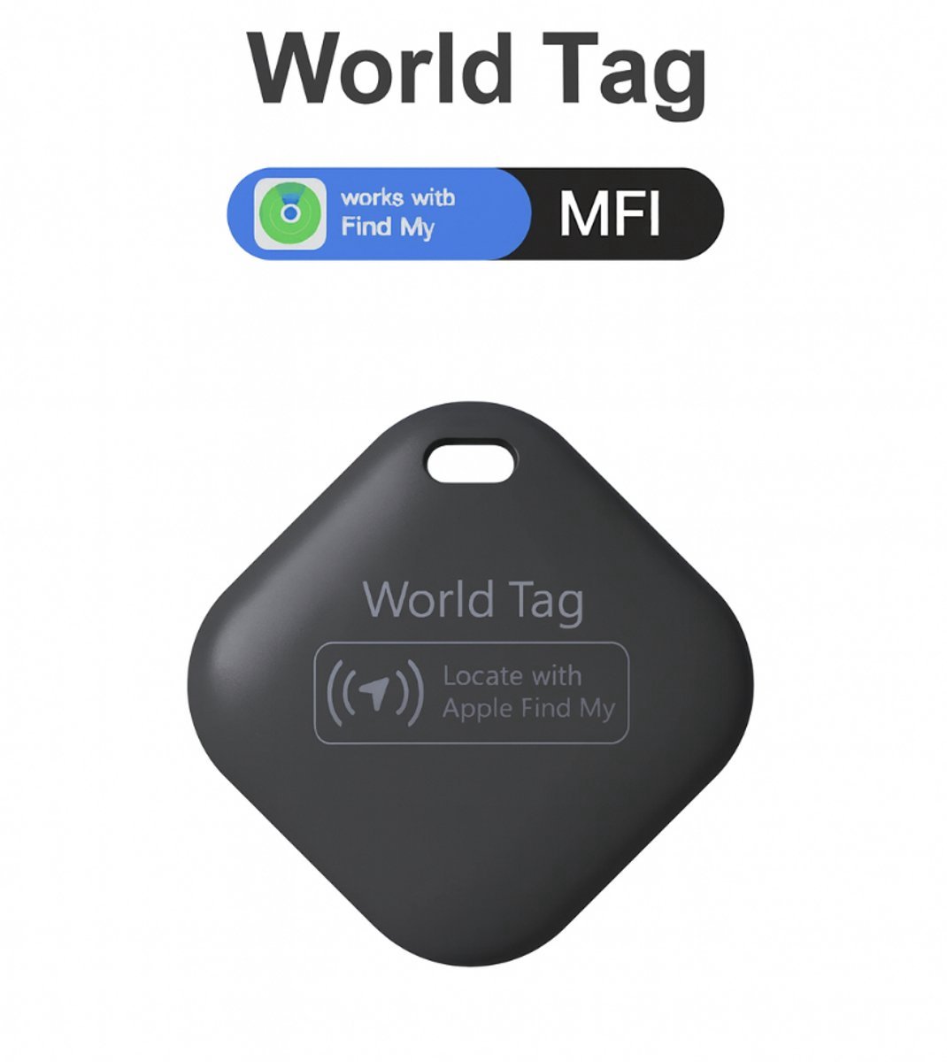 Mini GPS Tracker – Live Locatie via Find My (iOS) – Geschikt voor Apple-iPhone , Niet Geschikt voor Android – Sleutelzoeker & Tracker voor Fiets, Scooter, Auto, Koffer, Hond – Zwart – Inclusief Batterij