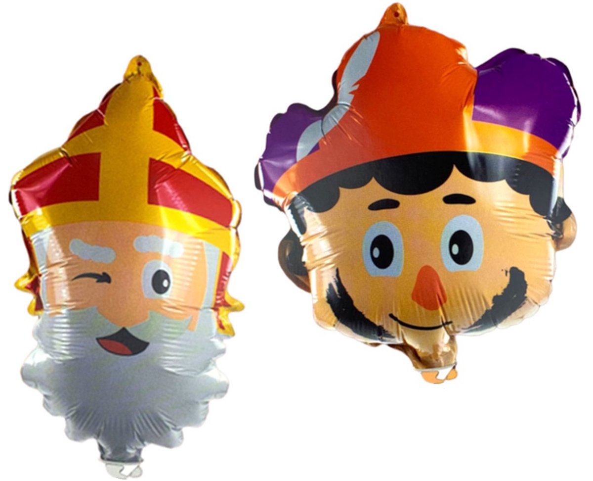 Sinterklaas Folieballonnen Set – Sint 35 cm & Piet 24 cm – Herbruikbare Sinterklaas Versiering