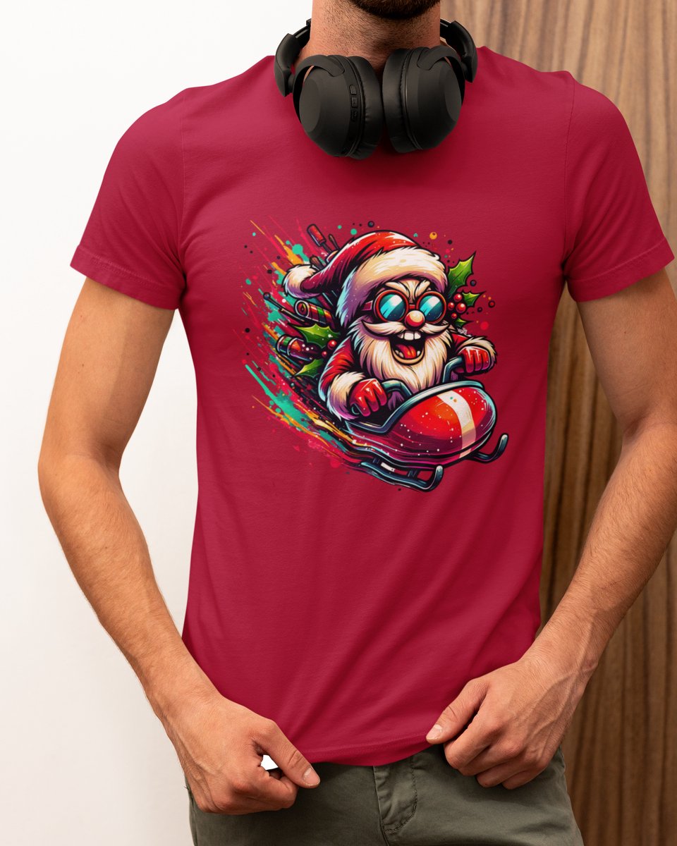 Turbo Santa Kerst - Kerst T-shirt Rood - Grappig T-shirt - Maat S - Kerst Cadeau Mannen - Limited Edition