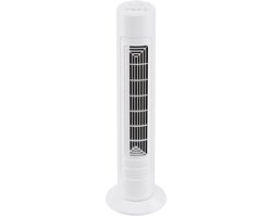 Torenventilator wit 76 cm hoogte 3 snelheden oscillatie 90° timer 120 min antislip draaggreep 50W