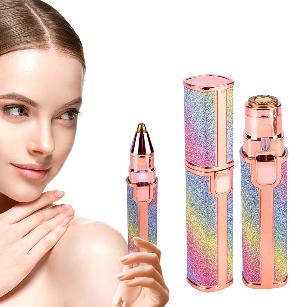 Bol.com Wenkbrauw Trimmer - Elektrische Precisietrimmer met LED-lampje - Goud aanbieding