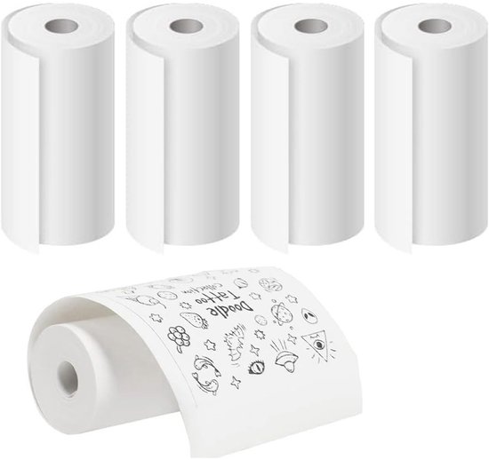 5 Rollen Thermisch Printerpapier Zonder Inkt – 57 mm x 20 mm Rol – Zelfklevend en Gewoon Papier voor Mini Bluetooth Printers, Stickers, Bonnen, Foto’s, Notities en Dagboek – BPA-vrij, Waterdicht en Krasbestendig Printpapier