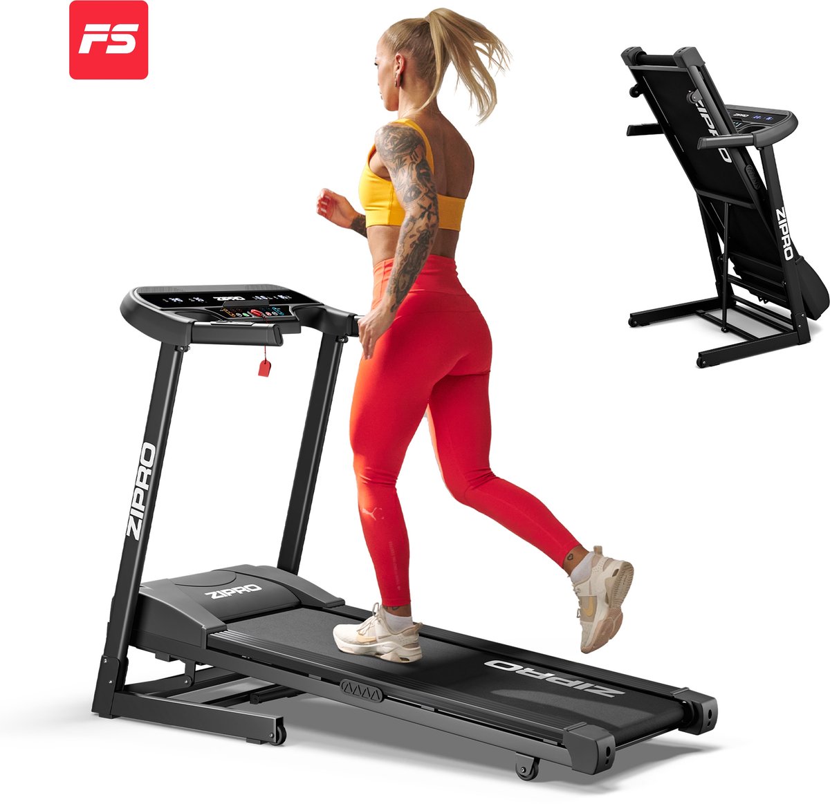 Zipro® Pulse Loopband 12 km/u Zwart Dempingssysteem - Zipro® - €359,99