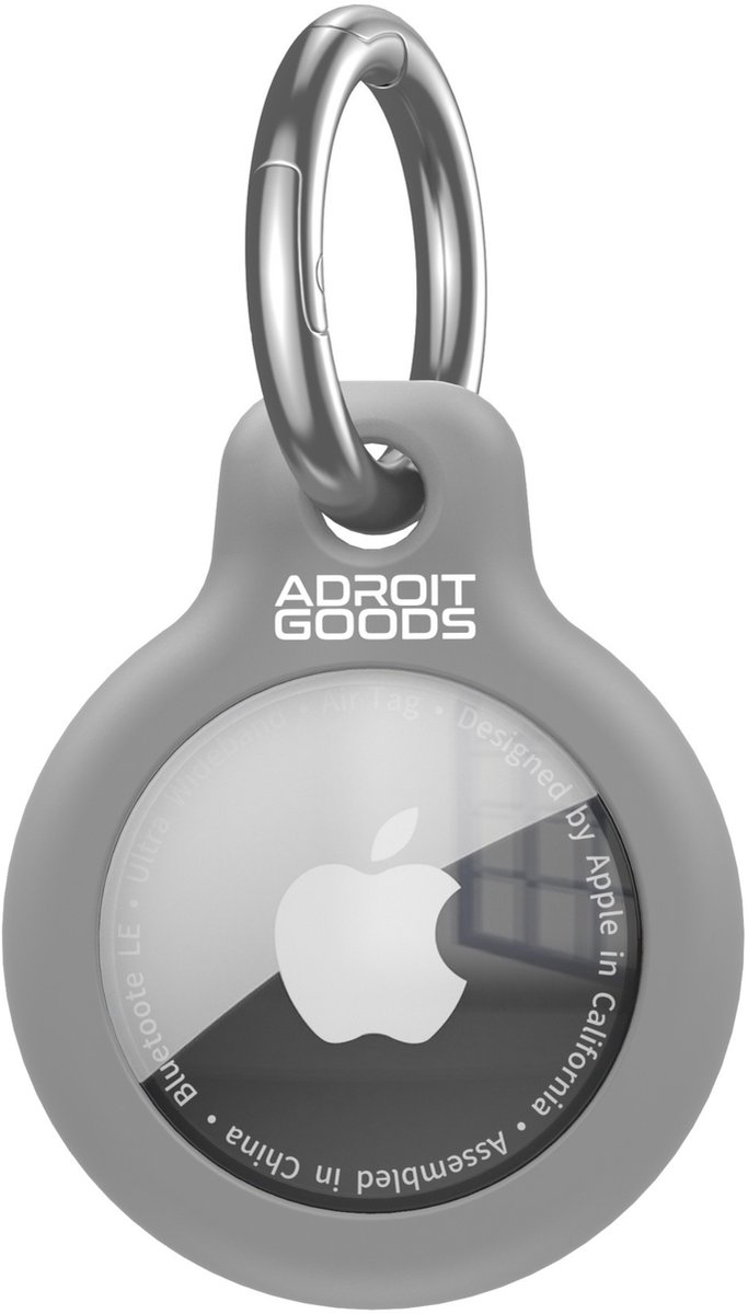 AdroitGoods Ronde TPU Beschermhoes – Geschikt voor Apple AirTag – Spatwaterbestendige Sleutelhanger Case - Grijs