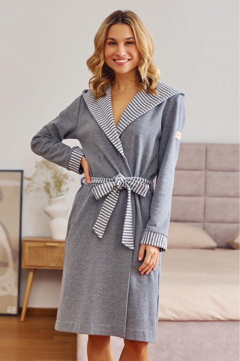 Doctor Nap Katoenen Badjas Dames Dark Grey SWW.7229 XXL