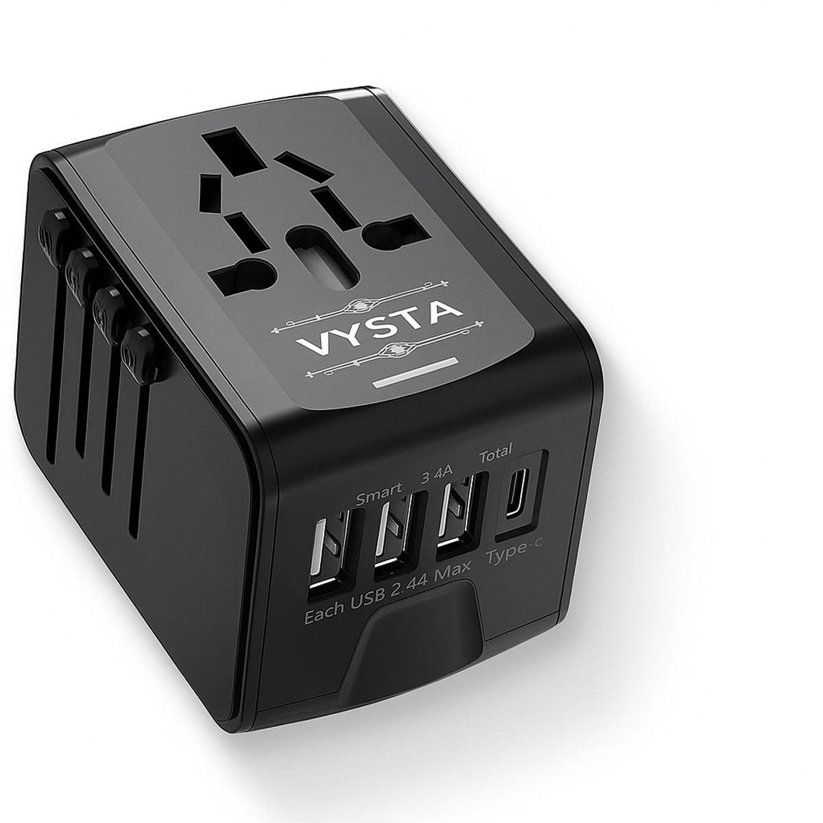 Bol.com Vysta® Universele Wereldstekker - Reisadapter voor 170+ landen - USB-C & 3 USB-A - Reisstekker Wereld: Amerika (USA), En... aanbieding