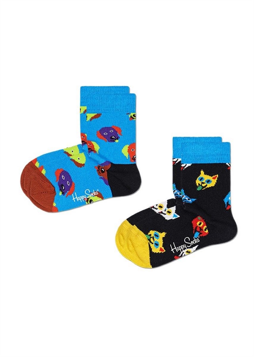 Happy Socks KCAD02-6700 2-Pack Kids Cat And Dog Sock 12-24M