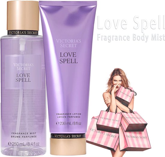 Victoria's Secret Love Spell Fragrance Body Mist & Lotion Duo Set Incl. VS Geschenktasje