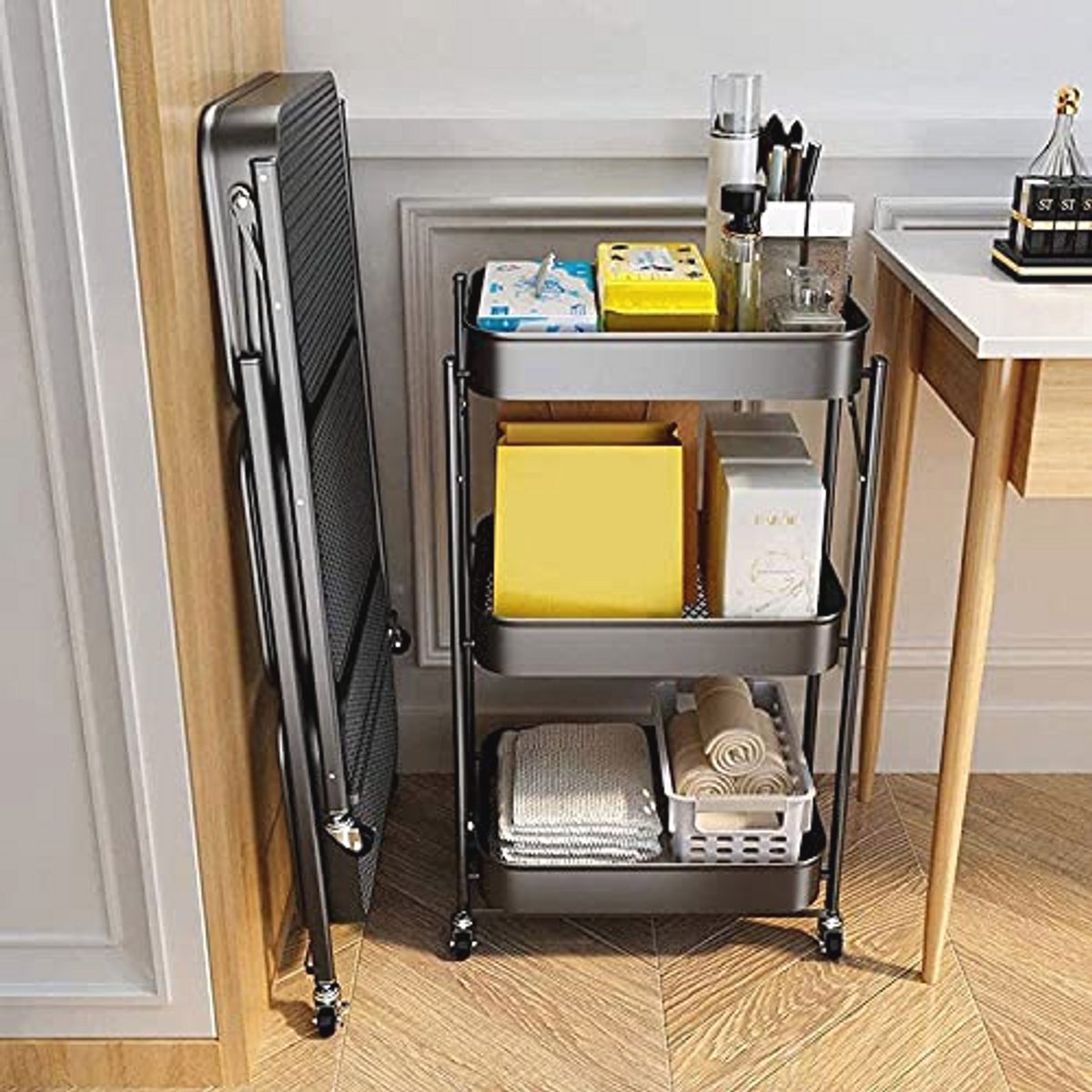 Multifunctionele Serveerwagen met 3 Niveaus - Ideaal voor Keuken, Badkamer en Kantoor